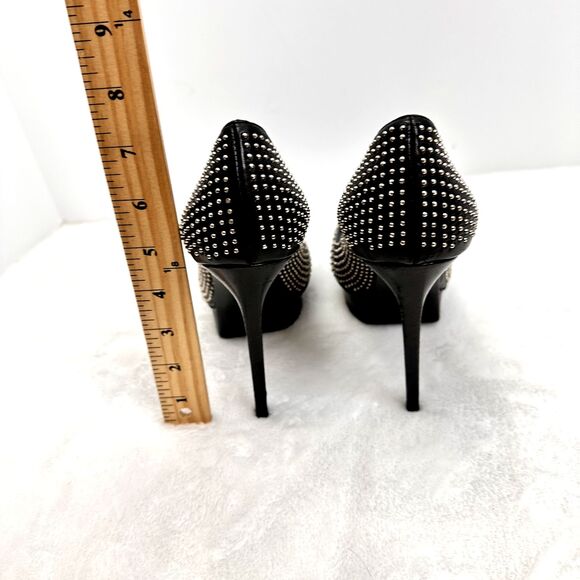 Saint Laurent YSL Studded Janis Black Leather Pumps Heels SZ 37.5 Italy - Picture 4 of 13
